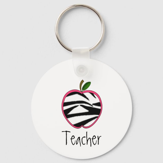 Llavero Keychain docente -Zebra Imprimir Apple con contorn (Anverso)