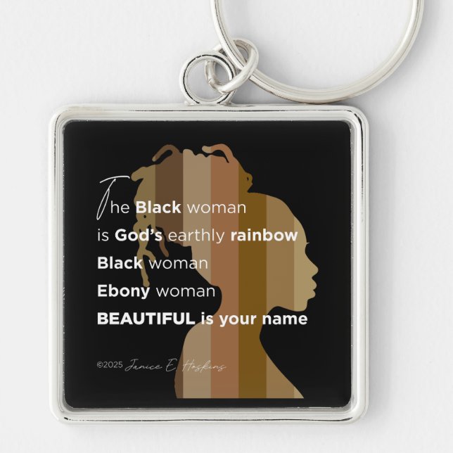 Llavero Keychain "Ebony Woman Beautiful is your name" (Frente)