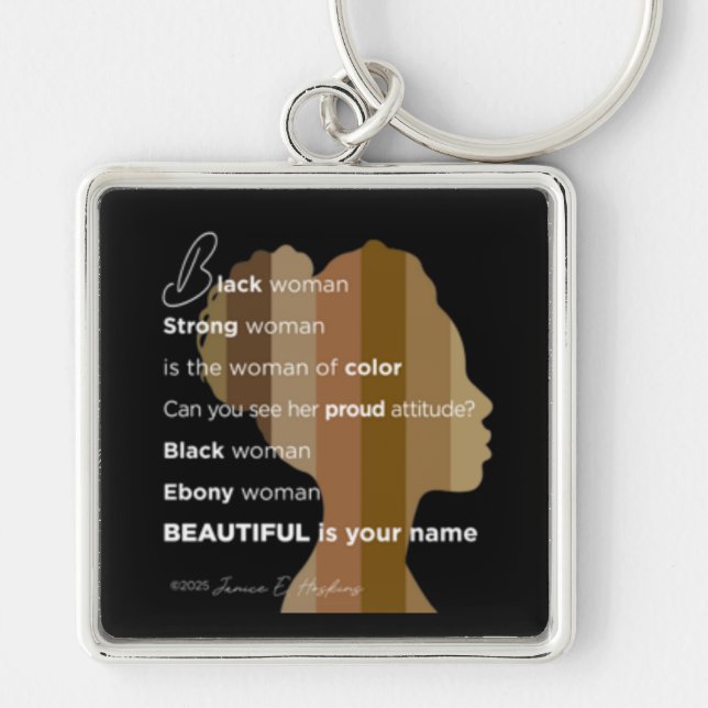 Llavero Keychain "Ebony Woman Beautiful is your name" (Frente)