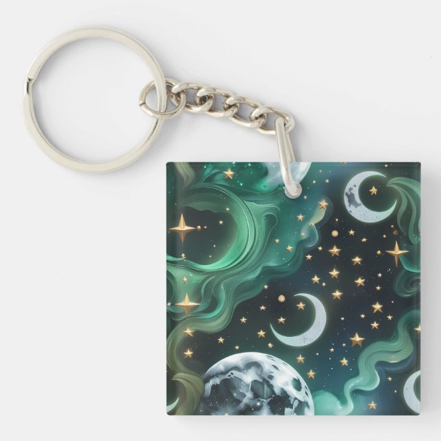 Llavero Keychain - Emerald Green Celestial Moon (Frente)