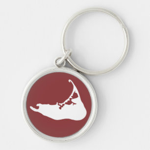 Llavero Keychain en mapa de Nantucket Island en blanco y r