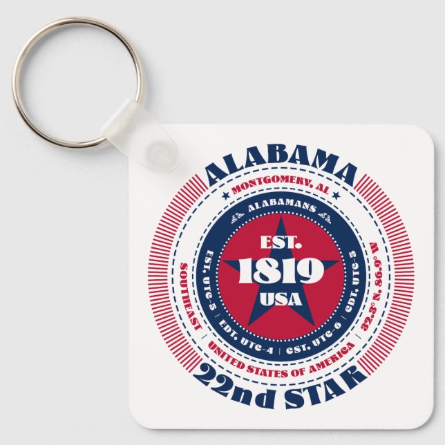 Llavero Keychain Estatal de Alabama (Anverso)