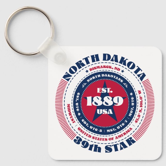Llavero Keychain Estatal de Dakota del Norte (Anverso)