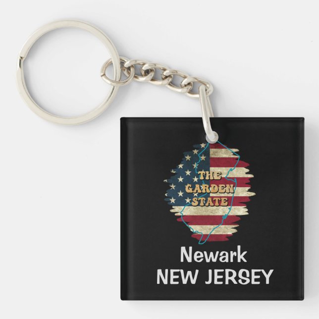 Llavero Keychain estatal de personalizado de Nueva Jersey (Frente)