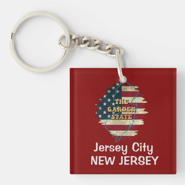 Llavero Keychain estatal de personalizado de Nueva Jersey (Frente)