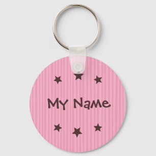 Llavero Keychain: Estrellas rosa y chocolate - Mi nombre