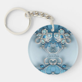 Llavero Keychain floral azul