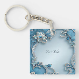 Llavero Keychain floral azul