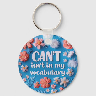 Llavero Keychain floral azul de cita inspiradora