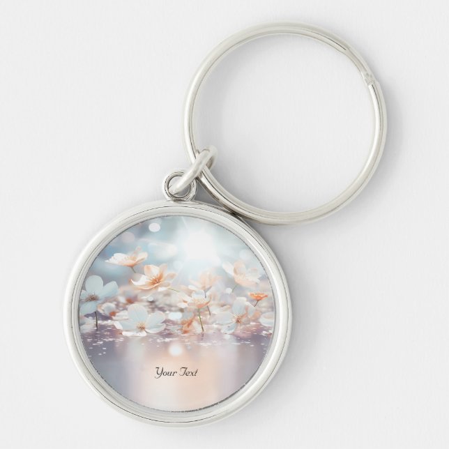 Llavero Keychain floral blanca (Frente)