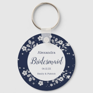 Llavero Keychain floral blanca