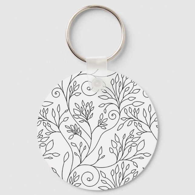 Llavero Keychain floral blanca y negra (Anverso)