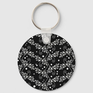 Llavero Keychain floral blanca y retro
