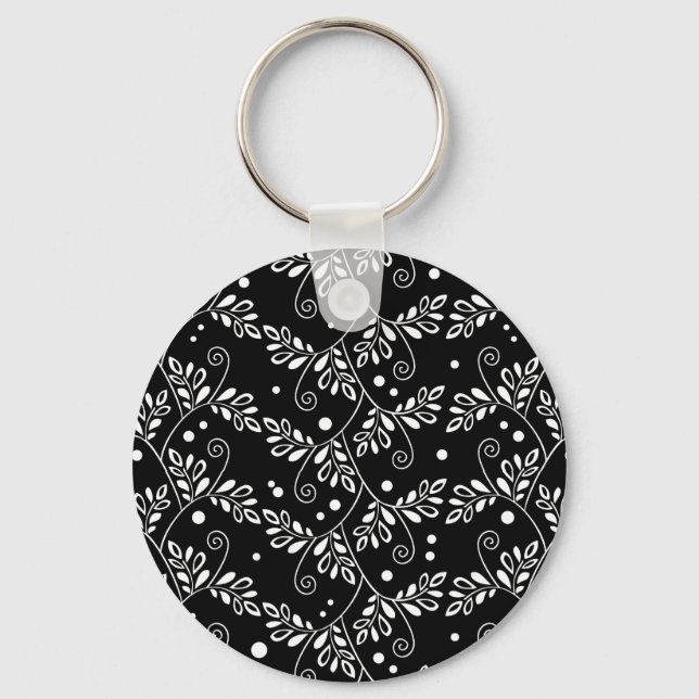 Llavero Keychain floral blanca y retro (Anverso)