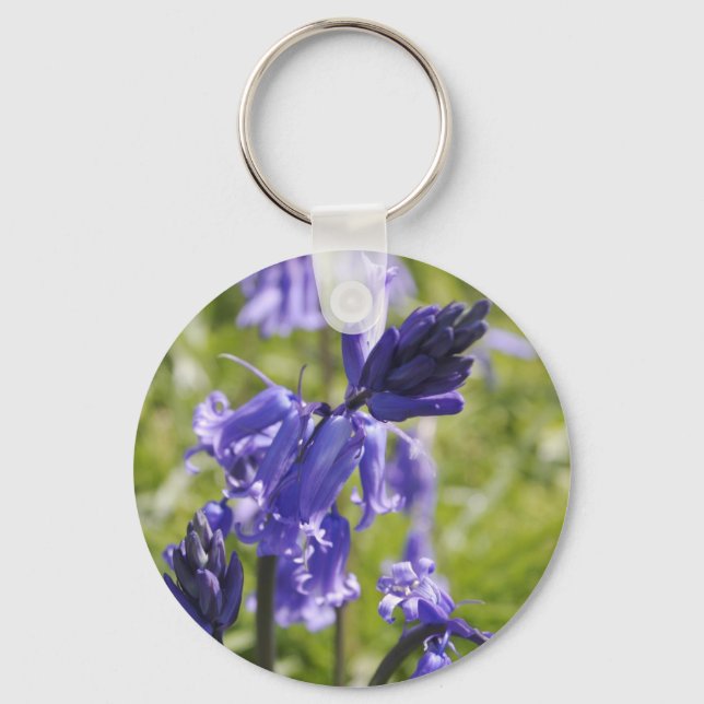 Llavero Keychain floral con flores azules (Anverso)