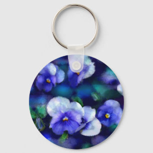 Llavero Keychain floral de Blue Pansies