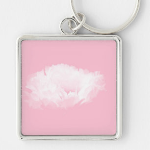 Llavero Keychain floral de color blanco rosa suave