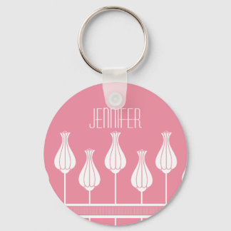 Llavero Keychain floral de color rosa Art Deco