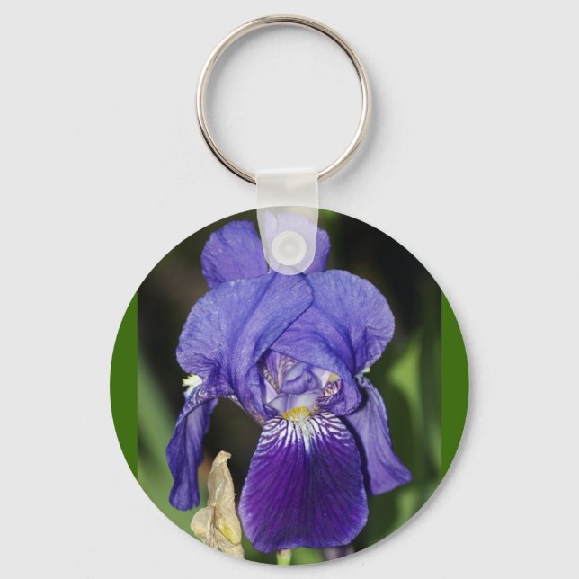 Llavero Keychain floral de Iris medio noche (Anverso)