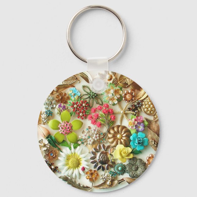 Llavero Keychain Floral de joyas de época (Anverso)