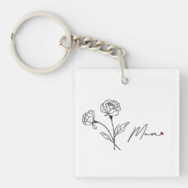 Llavero Keychain floral de mamá con corazón