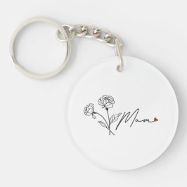 Llavero Keychain floral de mamá con corazón