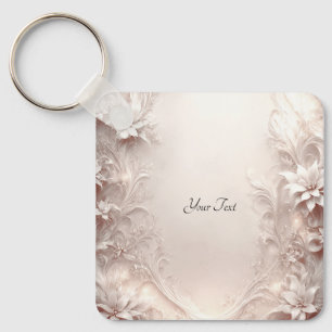 Llavero Keychain Floral de marfil blanco