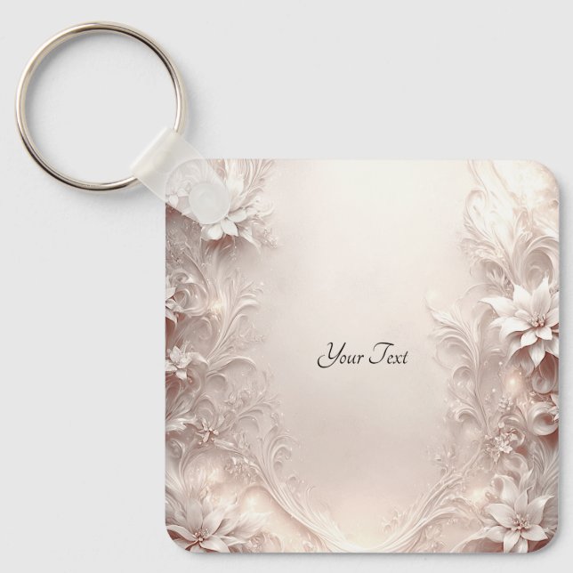 Llavero Keychain Floral de marfil blanco (Anverso)