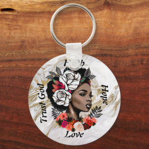Llavero Keychain floral de mujeres africanas