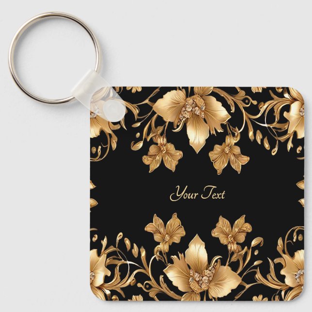 Llavero Keychain floral de oro (Anverso)