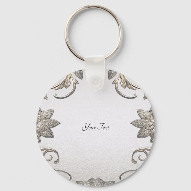 Llavero Keychain floral de oro plateado (Anverso)