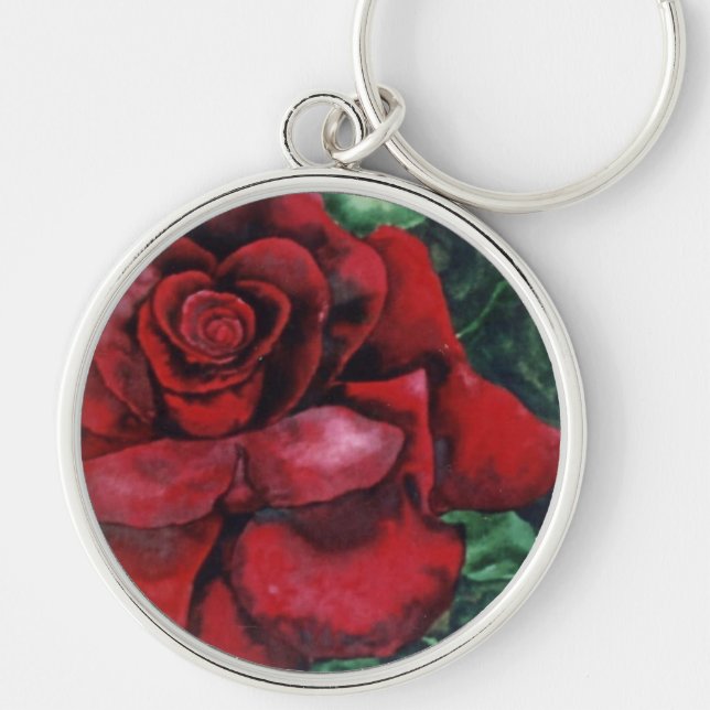 Llavero Keychain floral de "Rosa Roja Roja" (Frente)
