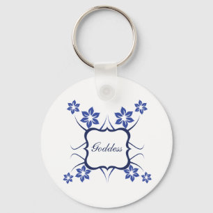 Llavero Keychain floral diosa, azul vibrante