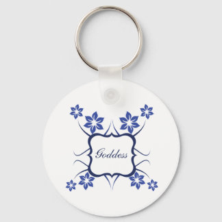 Llavero Keychain floral diosa, azul vibrante