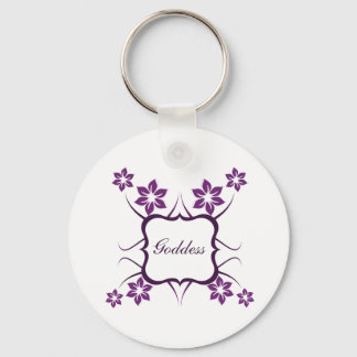 Llavero Keychain floral diosa, morado oscuro