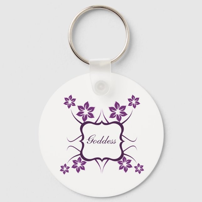 Llavero Keychain floral diosa, morado oscuro (Anverso)