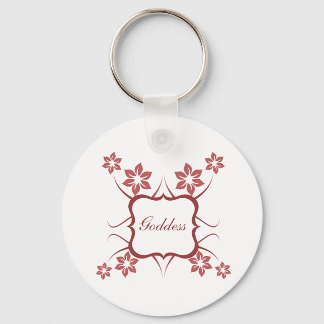 Llavero Keychain floral diosa, rojo ladrillo (Anverso)