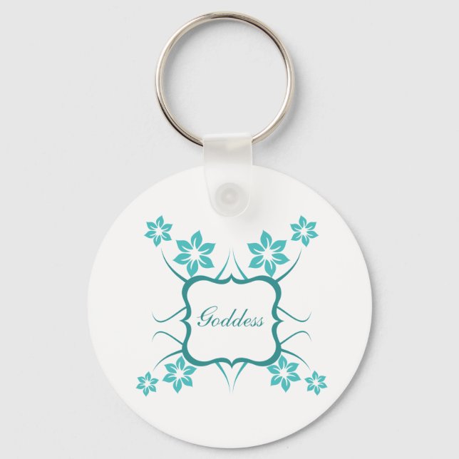 Llavero Keychain floral diosa, turquesa (Anverso)