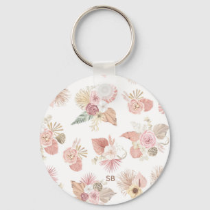 Llavero Keychain floral marrón rosa