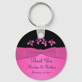 Llavero Keychain floral negra y rosa