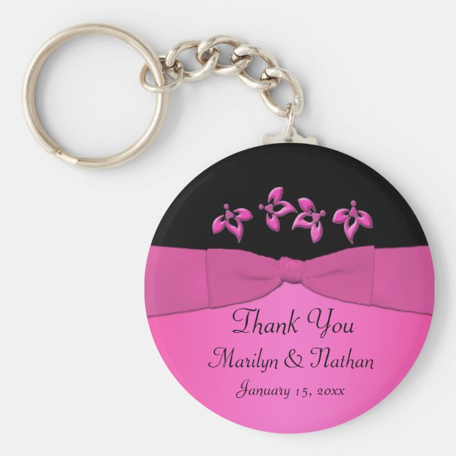 Llavero Keychain floral negra y rosa (Frente)