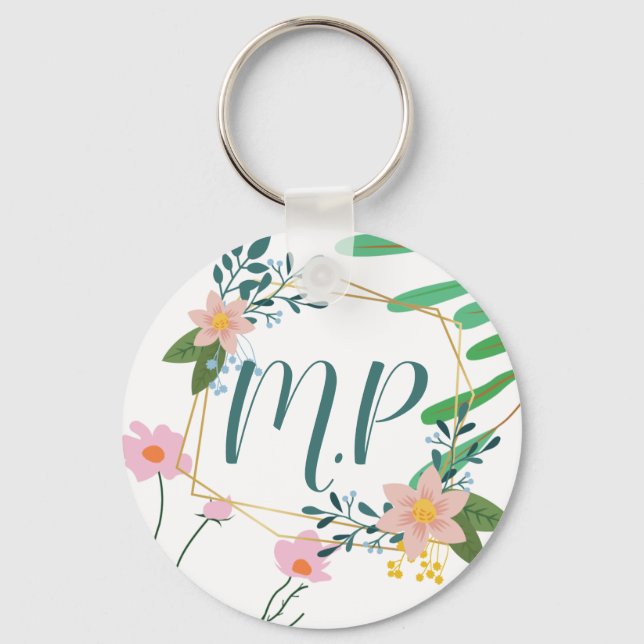 Llavero Keychain floral personalizada (Anverso)