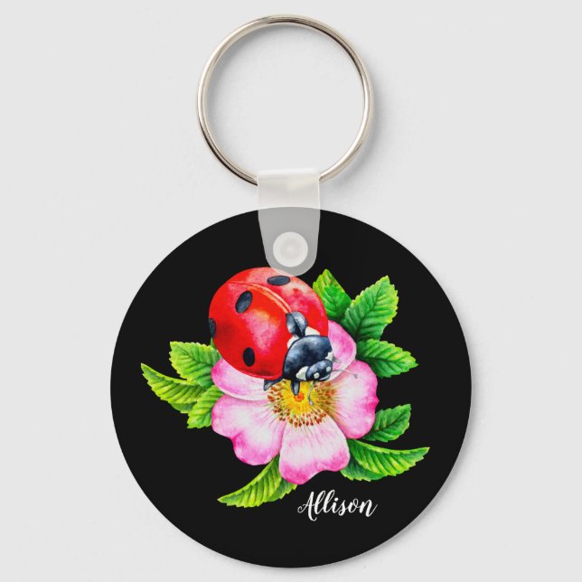 Llavero Keychain floral personalizada (Anverso)
