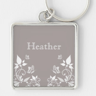 Llavero Keychain Floral Premium de mariposa de marfil