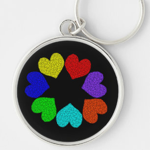 Llavero Keychain floral Rainbow Love Hearts