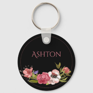 Llavero Keychain floral rosa personalizado