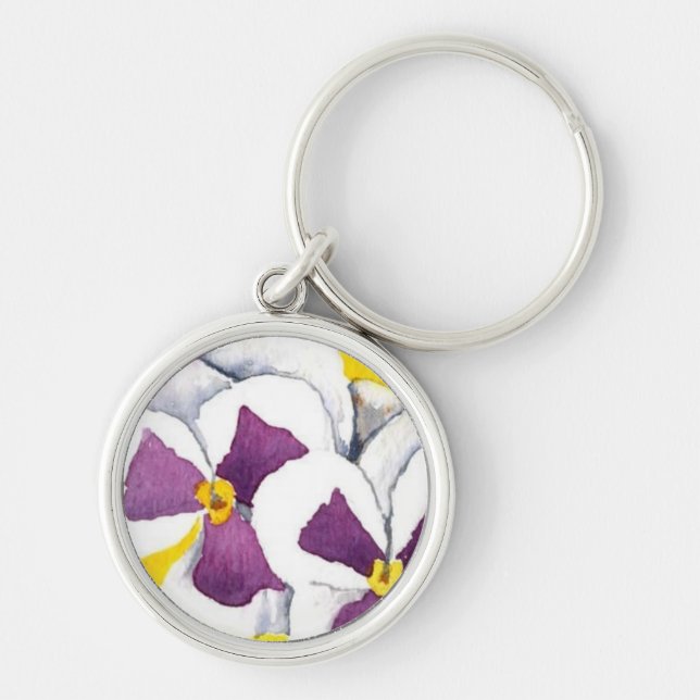 Llavero Keychain floral "White Pansy" (Frente)