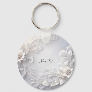Llavero Keychain Flourish White Floral