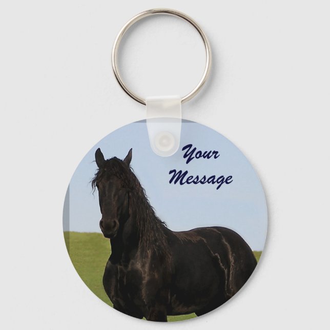 Llavero Keychain frisón de caballos 5 (Anverso)