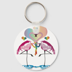 Llavero Keychain Gay Flamingos